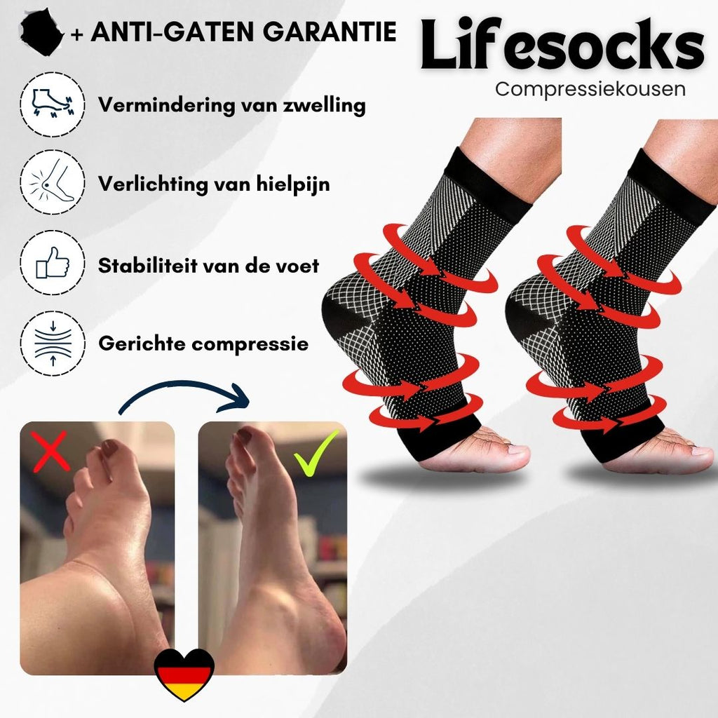 Lifesocks - Chaussettes de compression orthopédiques pour pieds fatigués et douloureux