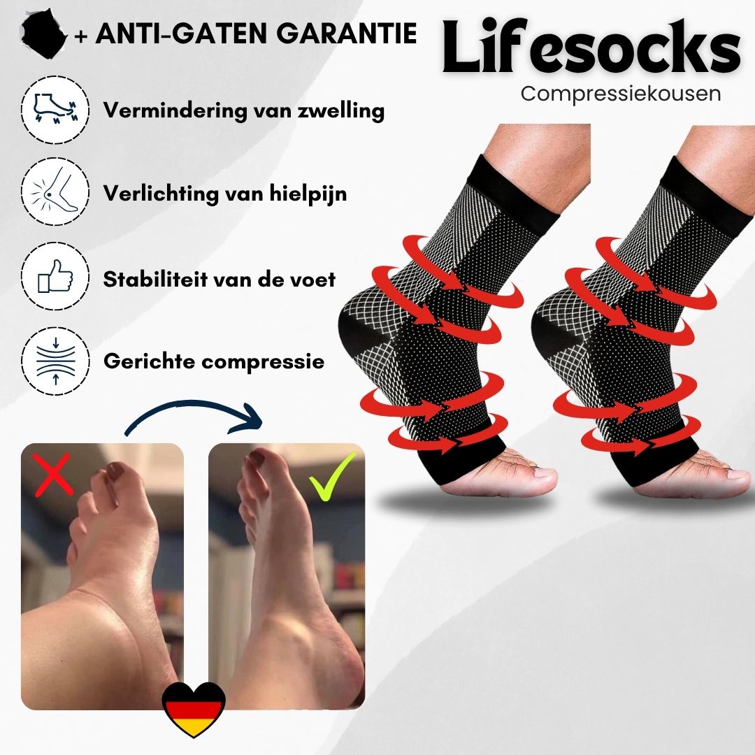 Lifesocks - Chaussettes de compression orthopédiques pour pieds fatigués et douloureux