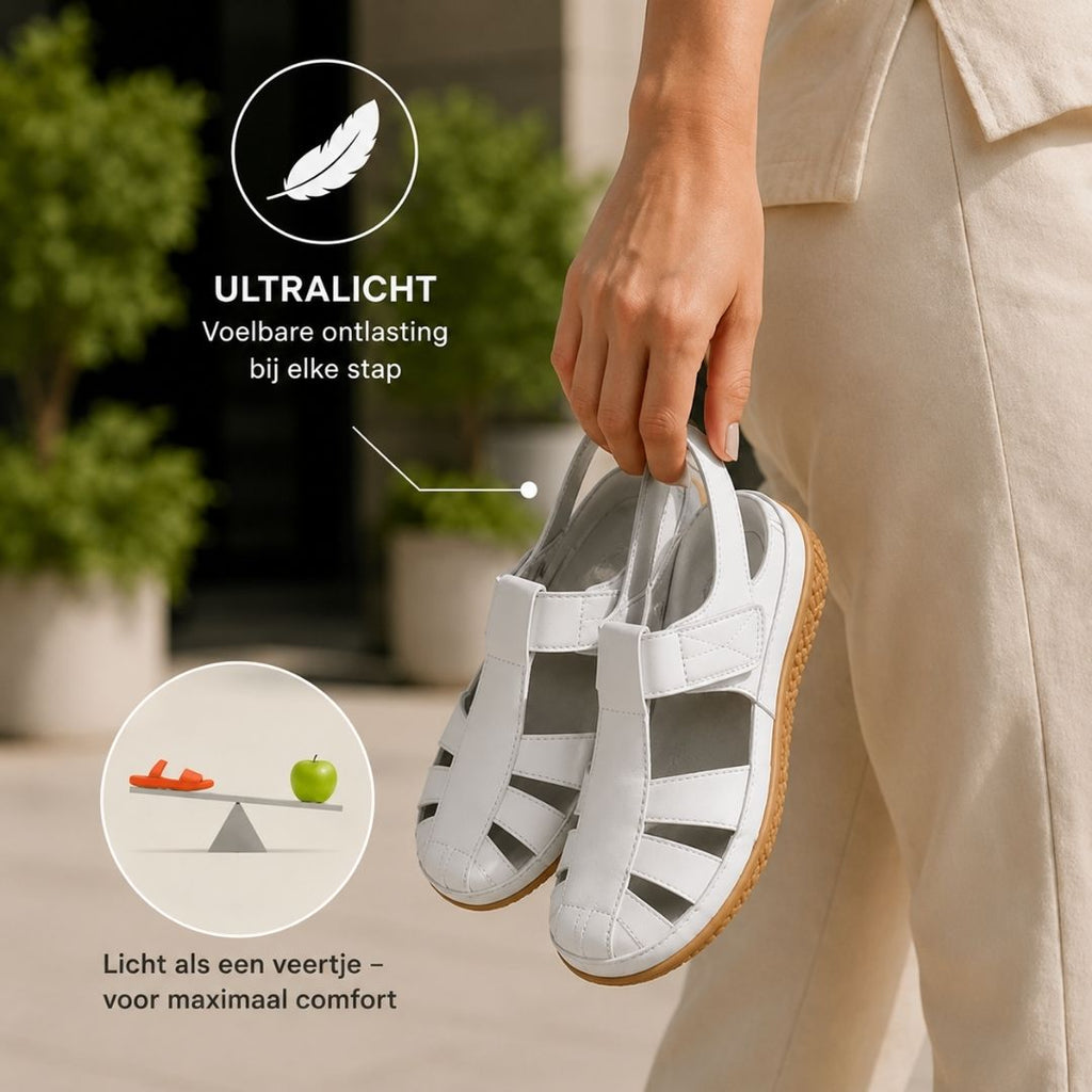 BellaVita comfortabele leren sandaal — Premium zacht · Antislip · Vederlicht
