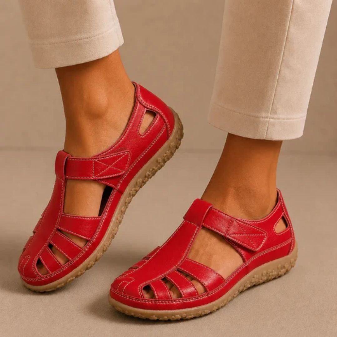 BellaVita comfortabele leren sandaal — Premium zacht · Antislip · Vederlicht