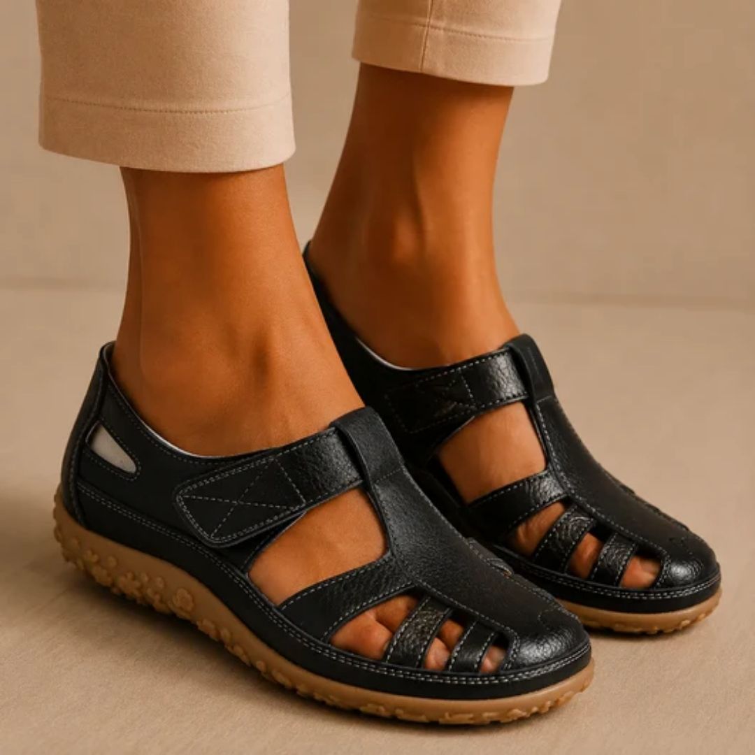 BellaVita comfortabele leren sandaal — Premium zacht · Antislip · Vederlicht