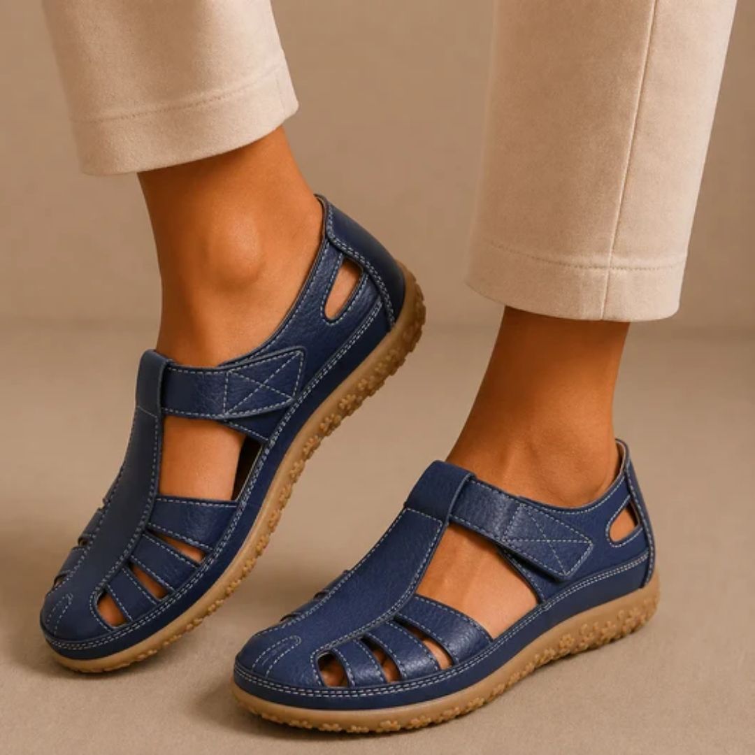 BellaVita comfortabele leren sandaal — Premium zacht · Antislip · Vederlicht