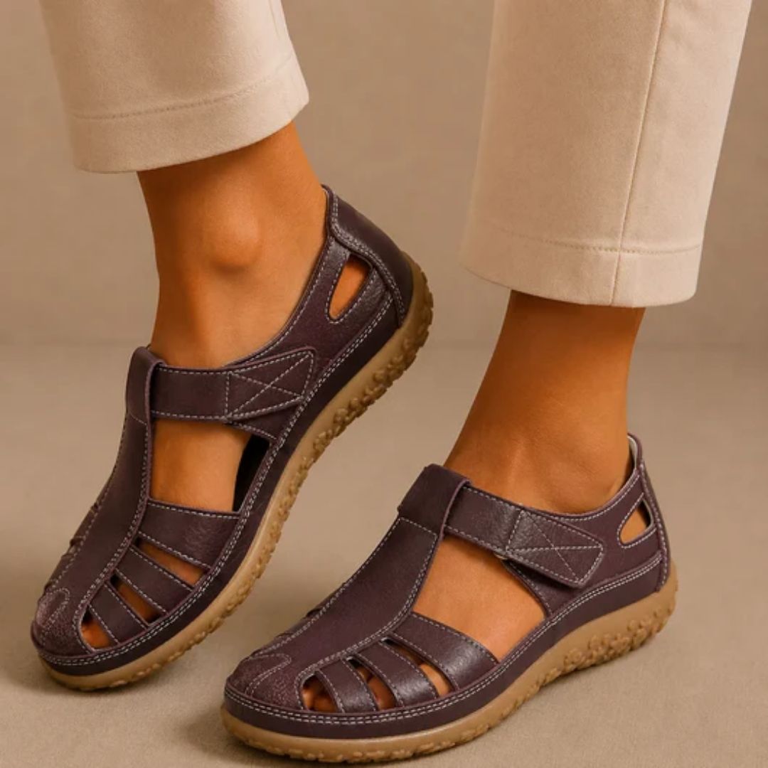 BellaVita comfortabele leren sandaal — Premium zacht · Antislip · Vederlicht