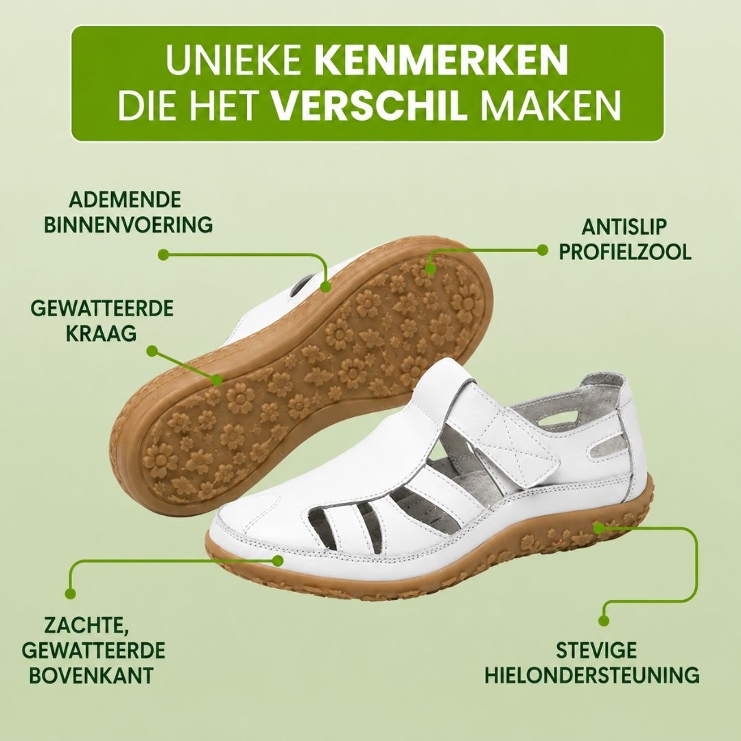 BellaVita comfortabele leren sandaal — Premium zacht · Antislip · Vederlicht