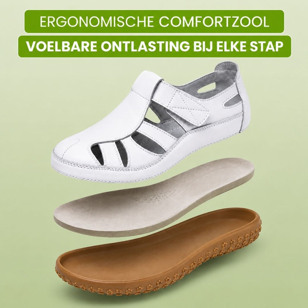 BellaVita comfortabele leren sandaal — Premium zacht · Antislip · Vederlicht