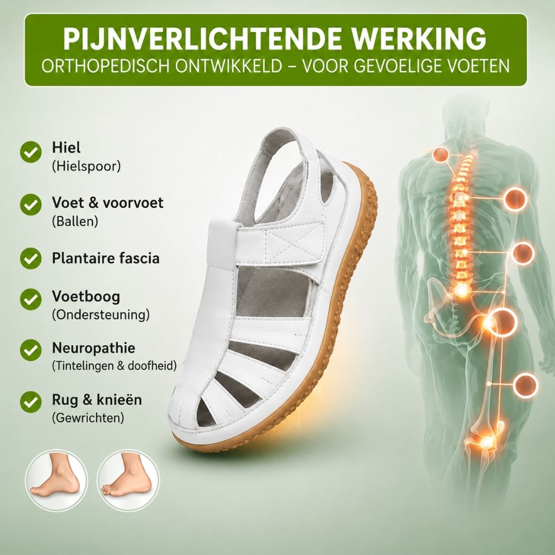 BellaVita comfortabele leren sandaal — Premium zacht · Antislip · Vederlicht
