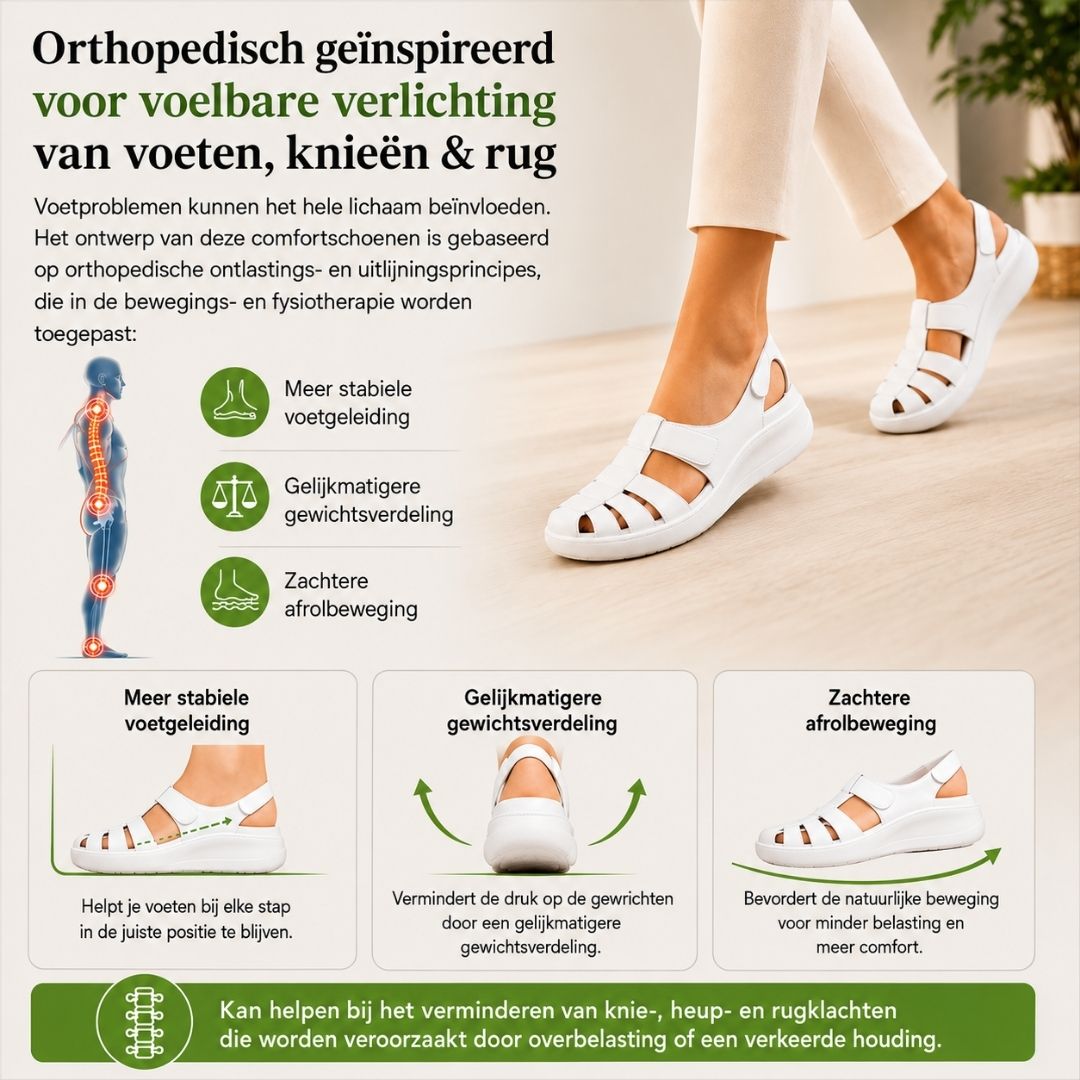 BellaVita comfortabele leren sandaal — Premium zacht · Antislip · Vederlicht