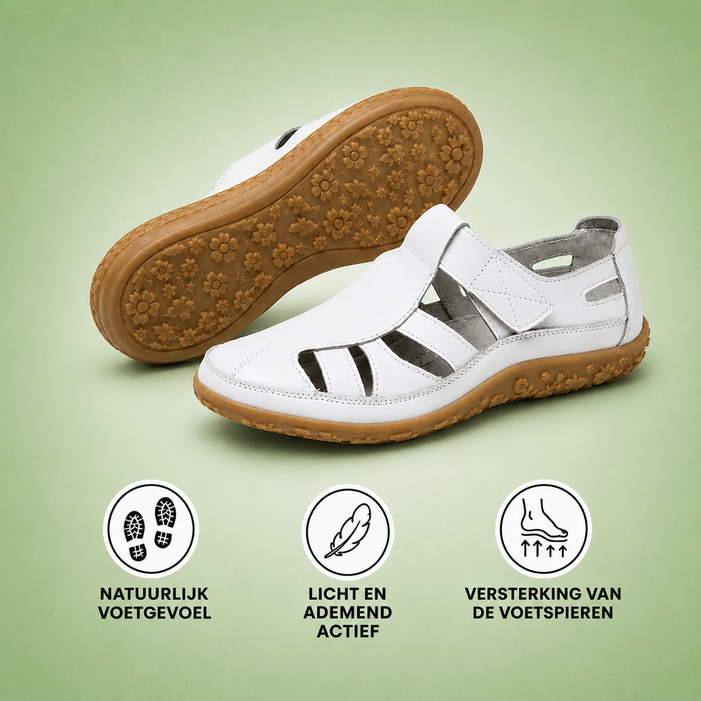BellaVita comfortabele leren sandaal — Premium zacht · Antislip · Vederlicht