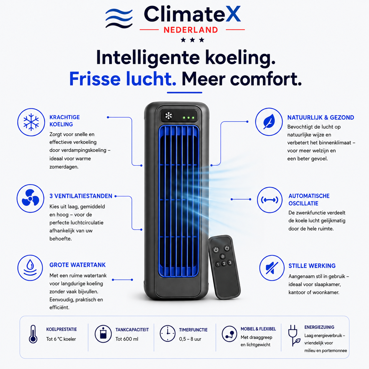 ClimateX - Climatiseur mobile – Aucune installation requise | Refroidit en un seul clic