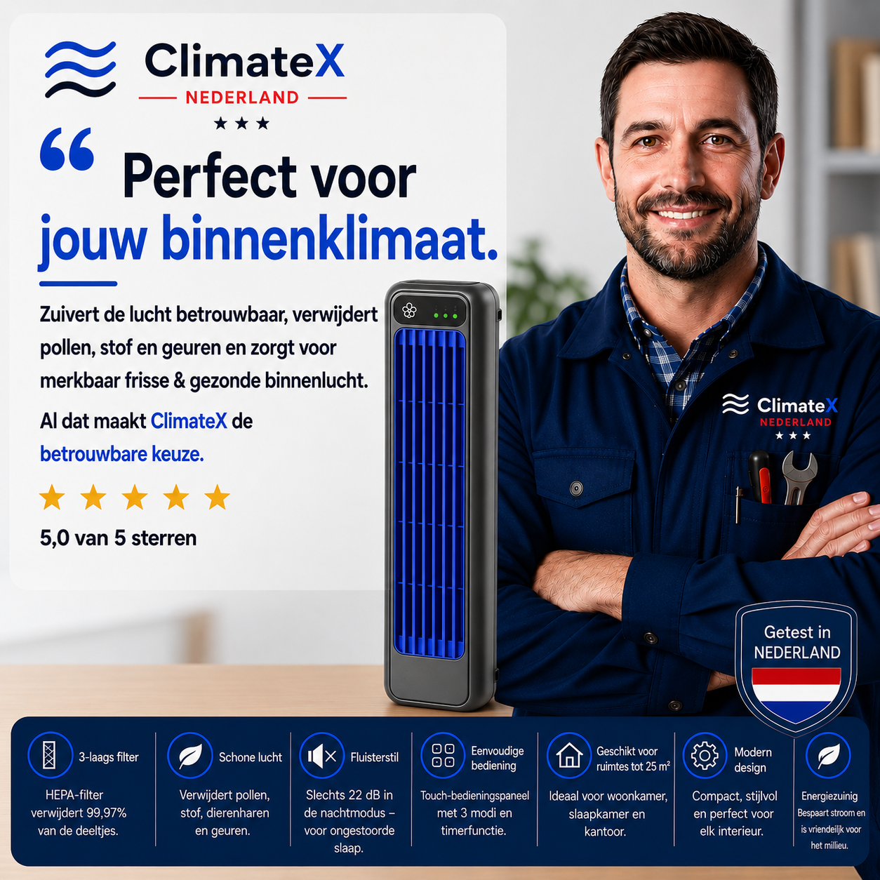 ClimateX - Climatiseur mobile – Aucune installation requise | Refroidit en un seul clic