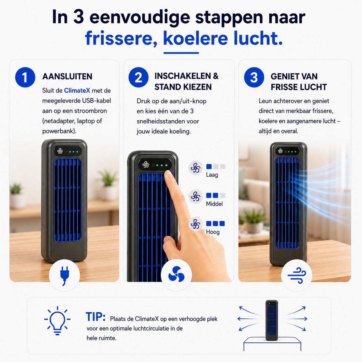 ClimateX - Climatiseur mobile – Aucune installation requise | Refroidit en un seul clic