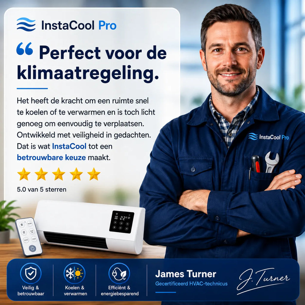 InstaCool Pro – Climatiseur & Chauffage – Pas d'installation requise | 2-en-1 | Pour les pièces jusqu'à 51 m²