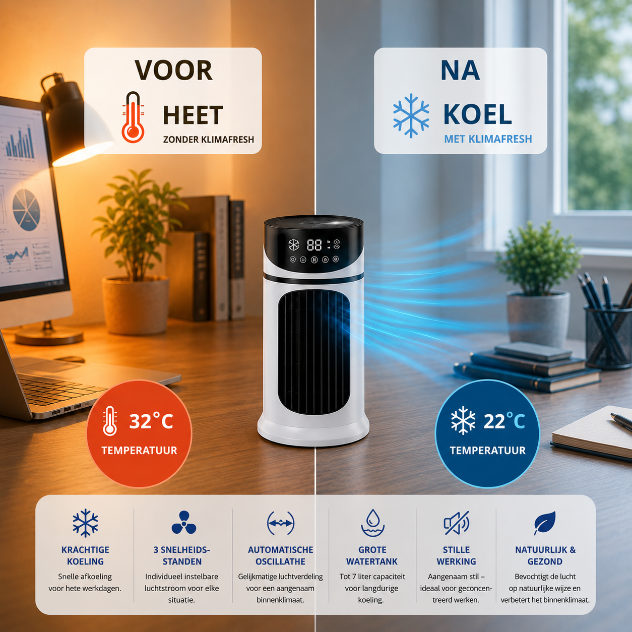NanoChill Pro - Refroidisseur d'air mobile – Aucune installation requise | Refroidit en un seul clic