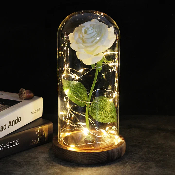 La Rose Éternelle - un cadeau qui brille toujours - Rose Blanche