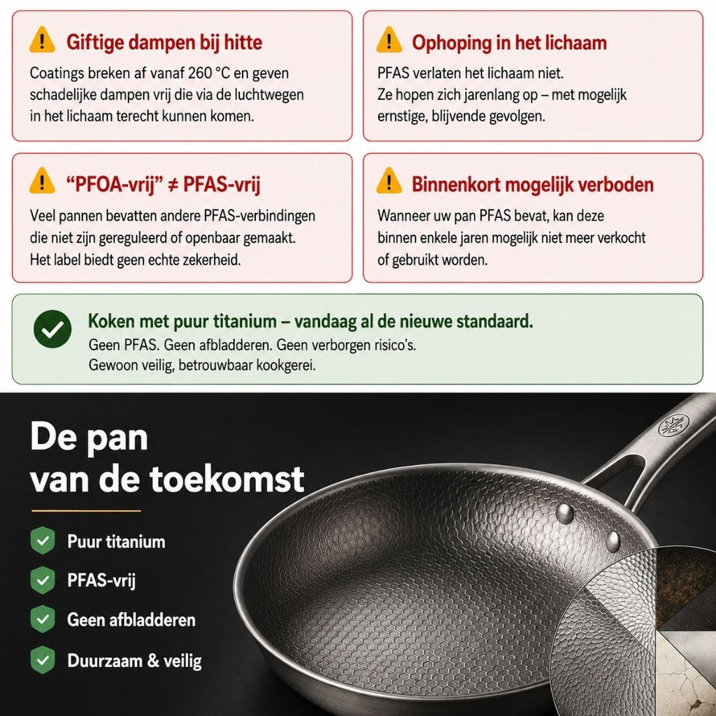 TitanPur Pro – Poêle en titane sans revêtement antiadhésif, sans PFAS et sans PTFE | 30 cm