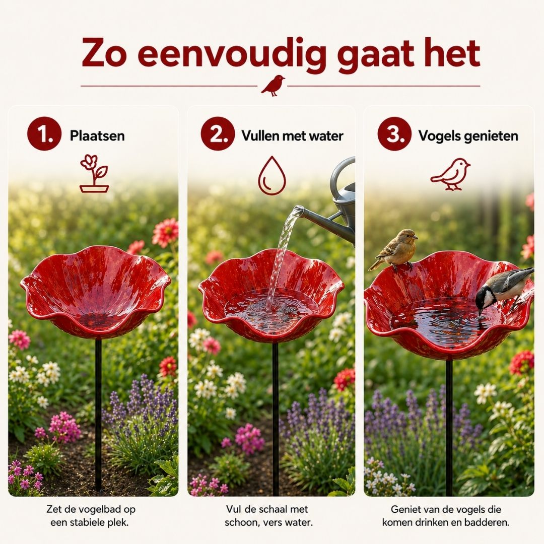 Vogelbloemen – Handgemaakte vogeldrinkbak in bloemvorm | Set van 2