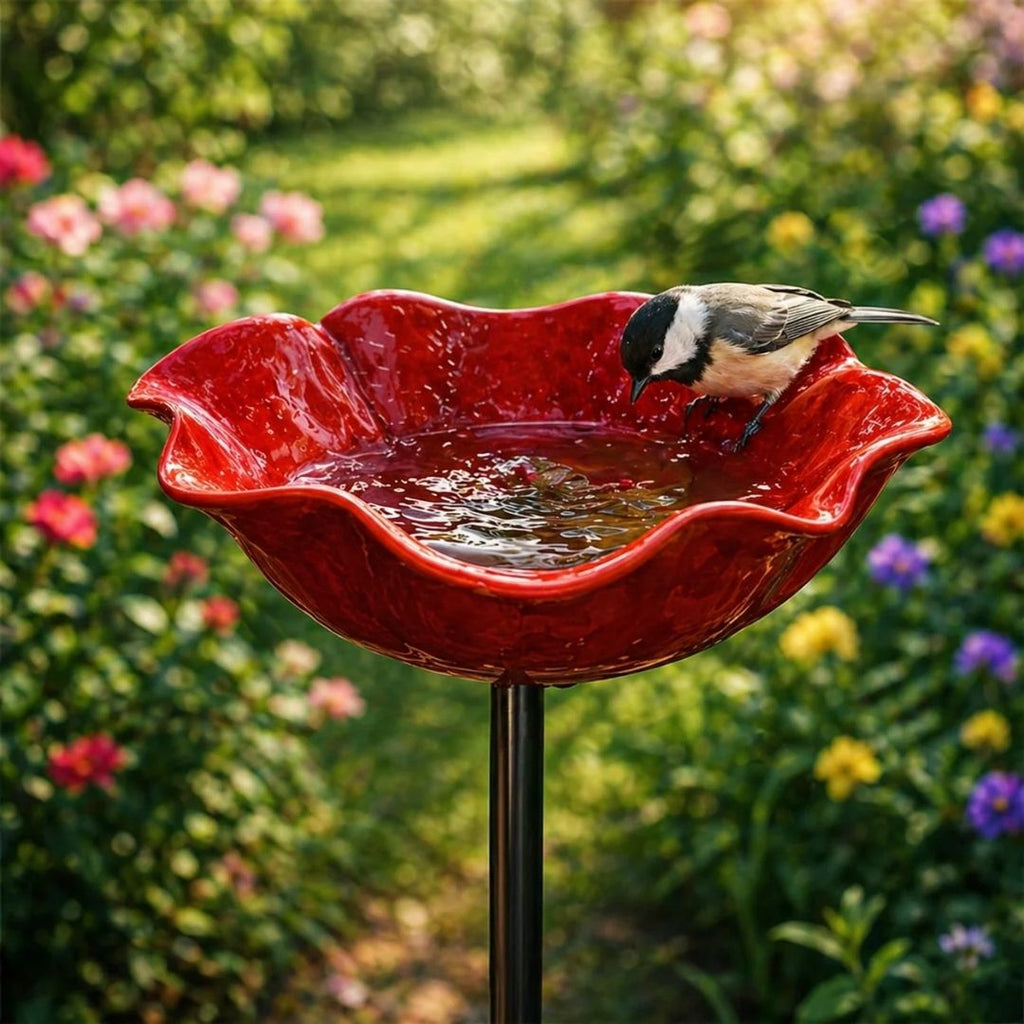 Vogelbloemen – Handgemaakte vogeldrinkbak in bloemvorm | Set van 2