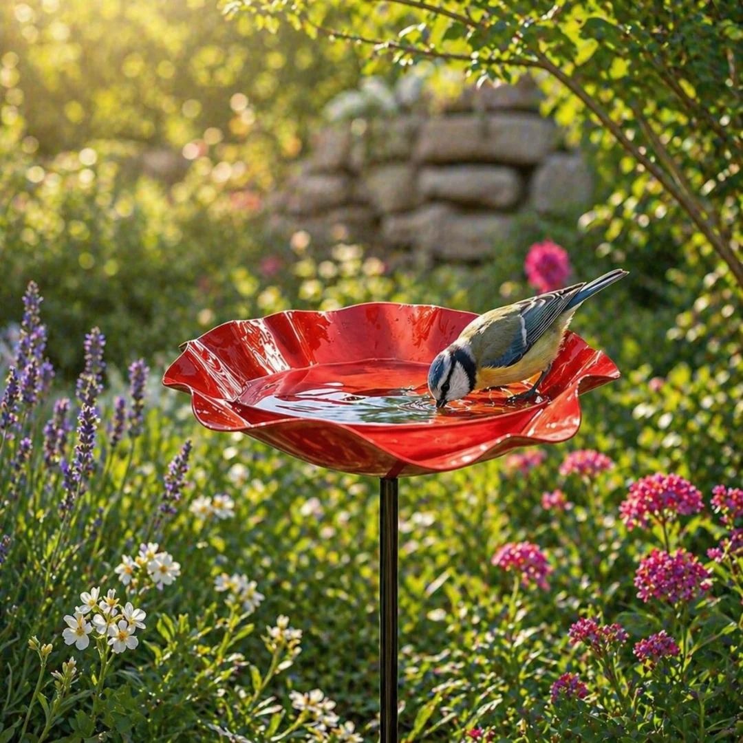 Vogelbloemen – Handgemaakte vogeldrinkbak in bloemvorm | Set van 2