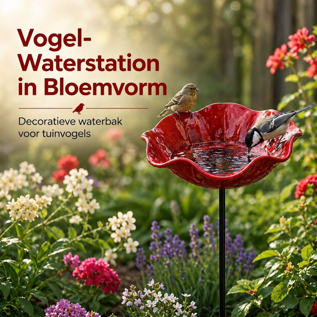 Vogelbloemen – Handgemaakte vogeldrinkbak in bloemvorm | Set van 2