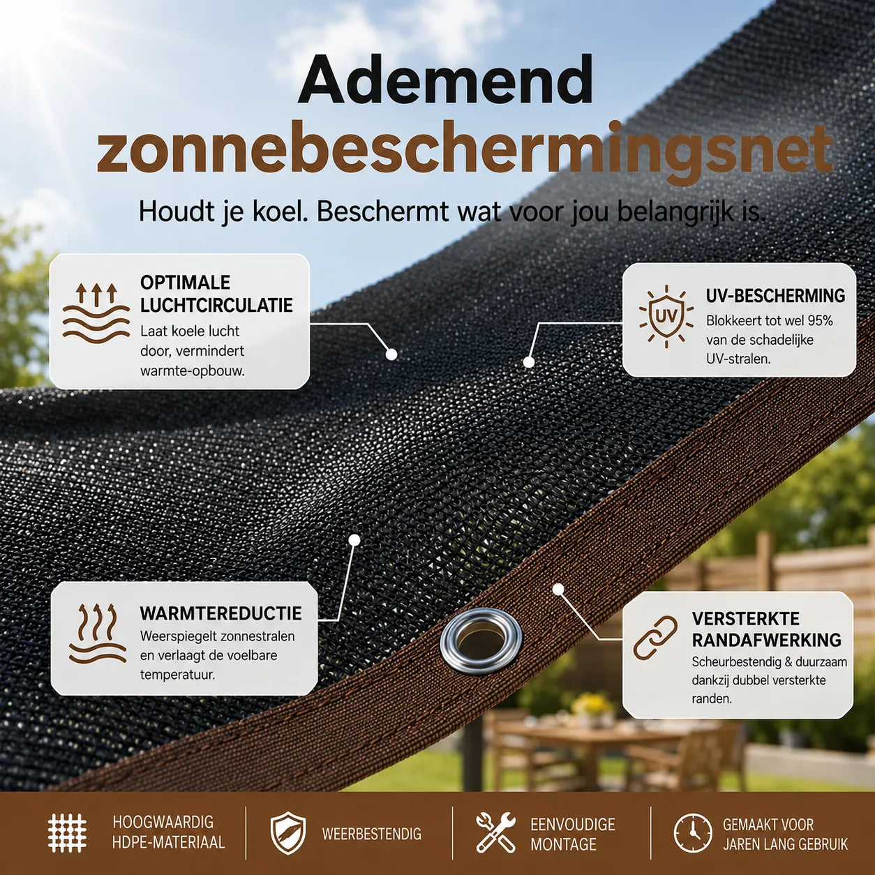 Sun Protection Pro – Hoogwaardig zonweringnet voor terras & tuin