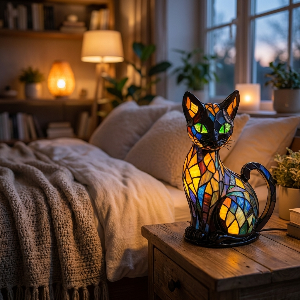 Kattenlamp in gebruik